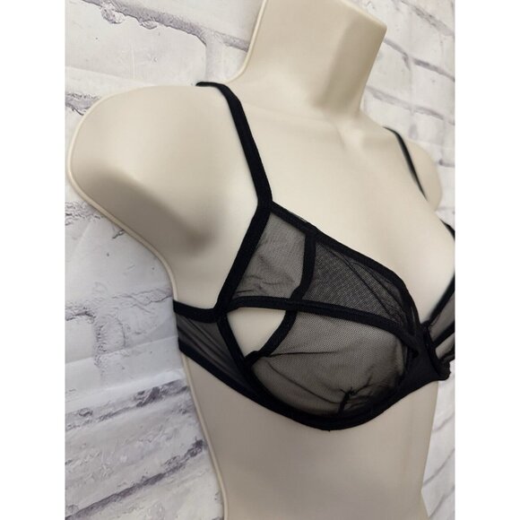 Bluebella 30DD/E Bra Black Sheer Underwire Cut Outs Sexy Boudoir Lingerie - Picture 2 of 9